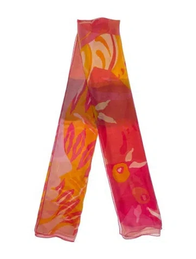 Pre-owned Ferragamo Silk Printed Scarf In Pink