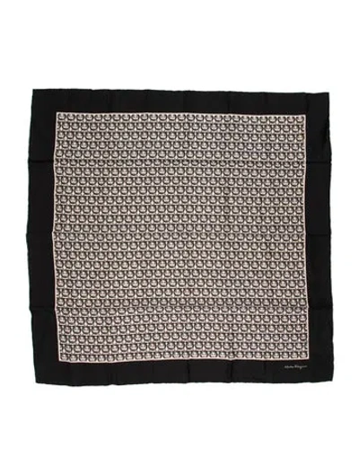 Pre-owned Ferragamo Silk Printed Scarf W/ Tags In Black