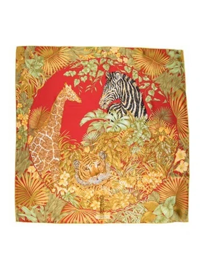 Pre-owned Ferragamo Silk Printed Scarf W/ Tags In Yellow