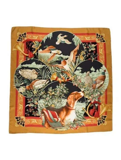 Pre-owned Ferragamo Silk Printed Scarf In Yellow