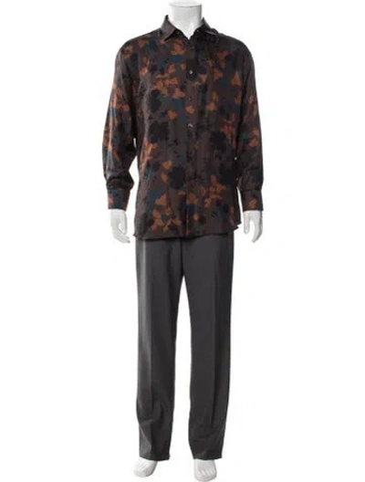 Pre-owned Ferragamo Silk Printed Shirt In Brown