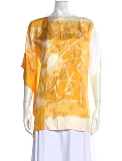 Pre-owned Ferragamo Silk Printed Top In Yellow