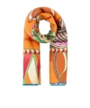 Ferragamo Silk Foulard With Floral Butterfly Print In Orange