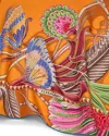 Ferragamo Giadafly Arancio Print Silk Foulard Scarf In Orange