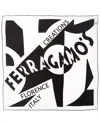Ferragamo Logo-print Silk Scarf In Black