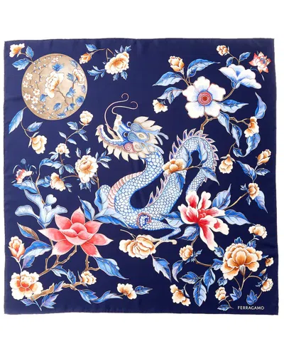 Ferragamo Silk Scarf In Blue