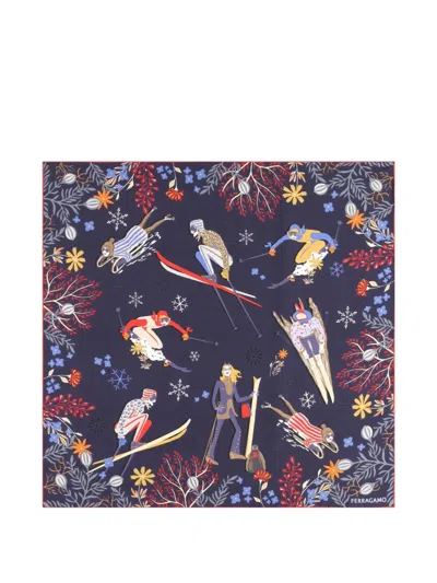 Ferragamo Silk Scarf In Blue