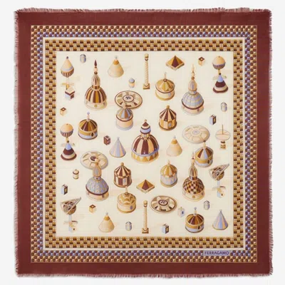 Ferragamo Silk Scarf Featuring Nadir Print With Intricate Border In Multi