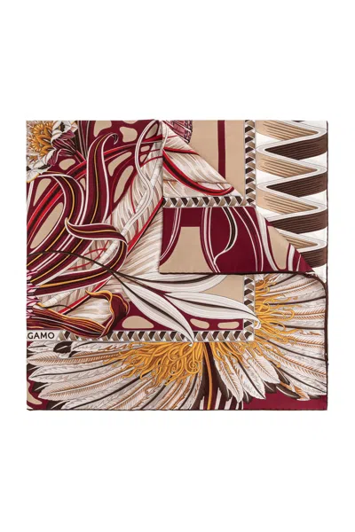 Ferragamo Silk Scarf In Brown