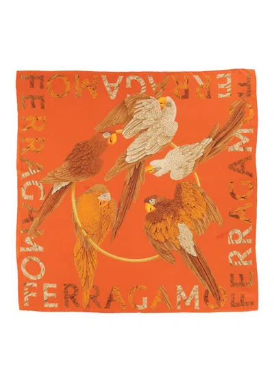 Ferragamo Silk Scarf In Orange