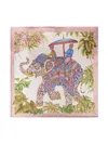 Ferragamo Silk Scarf With Elephant And Tropical Motif In Pink