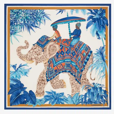 Ferragamo Silk Scarf With Indian Print In Brown