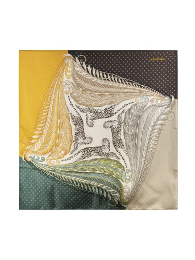 Ferragamo Silk Scarf With Polka Dot Background In Multi