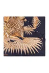 Ferragamo Leopard Print Silk Scarf In Blue