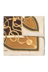 Ferragamo Logo-print Chains Silk Scarf In Green