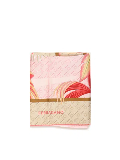 Ferragamo Silk Scarf With Print In Multi