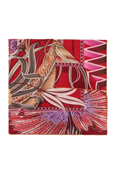 Ferragamo Silk Scarf With Print In Red