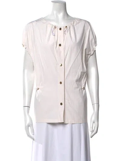 Pre-owned Ferragamo Silk Scoop Neck Blouse In Neutrals