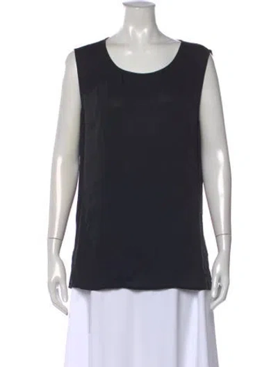 Pre-owned Ferragamo Silk Scoop Neck Top In Black