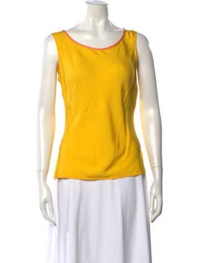 Pre-owned Ferragamo Silk Scoop Neck Top In Yellow
