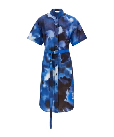 Ferragamo Silk Shirt Dress In Blue