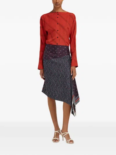 Ferragamo Silk Shirt In Red