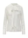 Ferragamo Monogram-jacquard Silk Shirt In Bianco Mascarpone