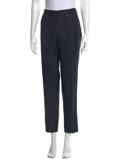 Pre-owned Ferragamo Silk Straight Leg Pants In Blue