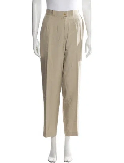 Pre-owned Ferragamo Silk Straight Leg Pants In Neutral