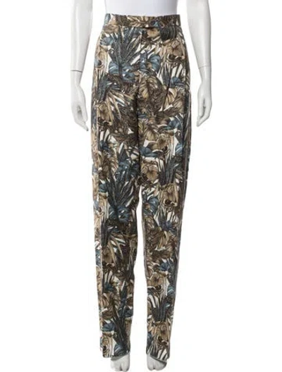 Pre-owned Ferragamo Silk Straight Leg Pants W/ Tags In Multi