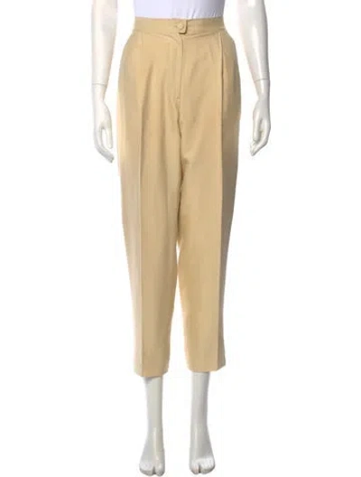 Pre-owned Ferragamo Silk Straight Leg Pants In Yellow