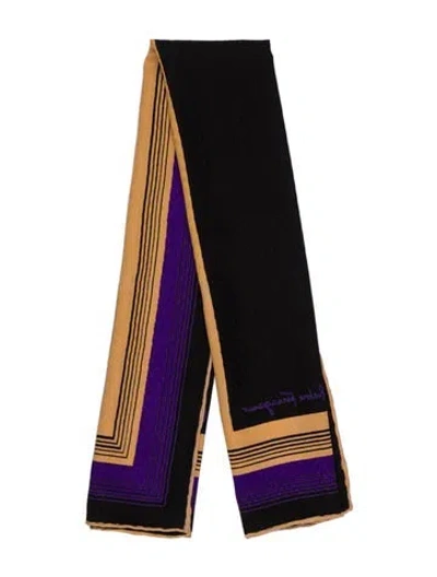 Pre-owned Ferragamo Silk Striped Scarf In Purple