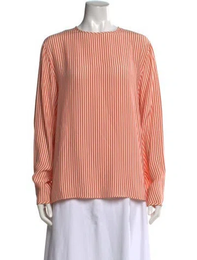 Pre-owned Ferragamo Silk Striped Top In Orange