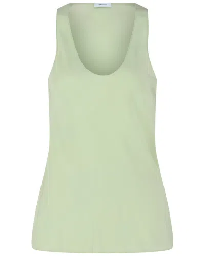 Ferragamo Silk Tank Top In Green