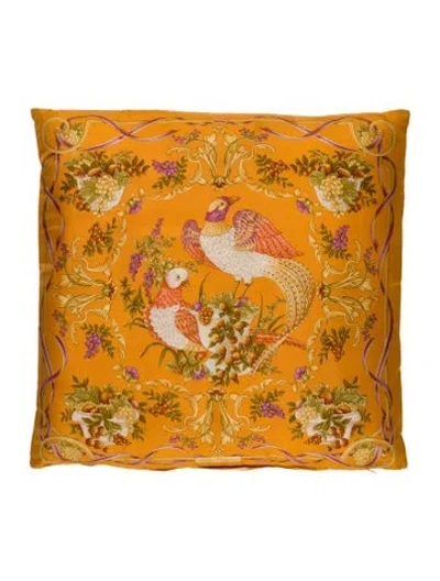 Pre-owned Ferragamo Silk Throw Pillow In Orange