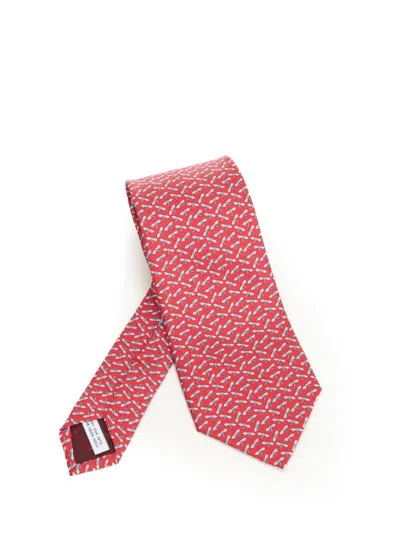Ferragamo Silk Tie In Red