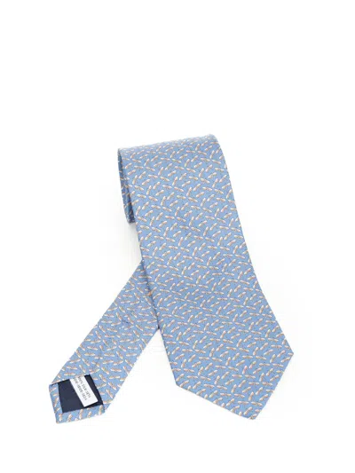 Ferragamo Silk Tie In Blue