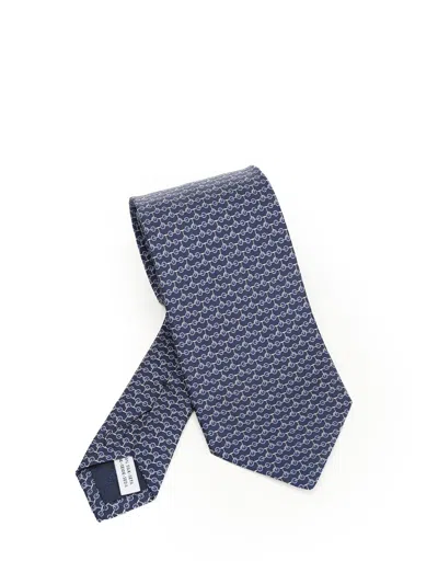 Ferragamo Silk Tie In Blue