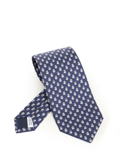 Ferragamo Silk Tie In Blue