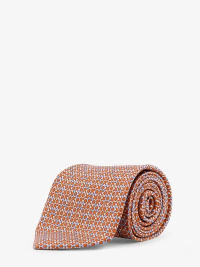 Ferragamo Silk Tie In Orange