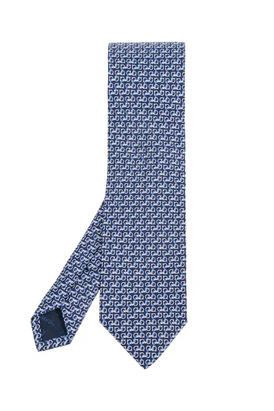 Ferragamo Silk Tie In Blue