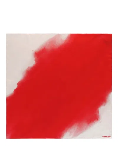 Ferragamo Silk Tie-dye Scarf In Red