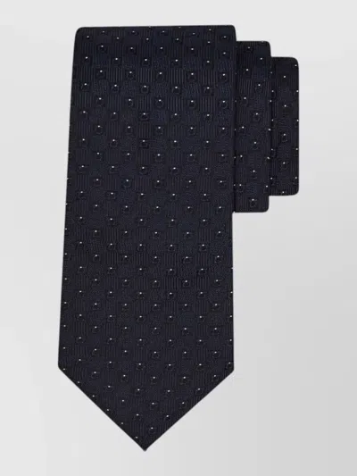 Ferragamo Silk Tie Gancini Motif Jacquard Pattern In Blue
