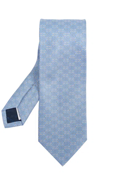 Ferragamo Silk Tie In Gnawed Blue
