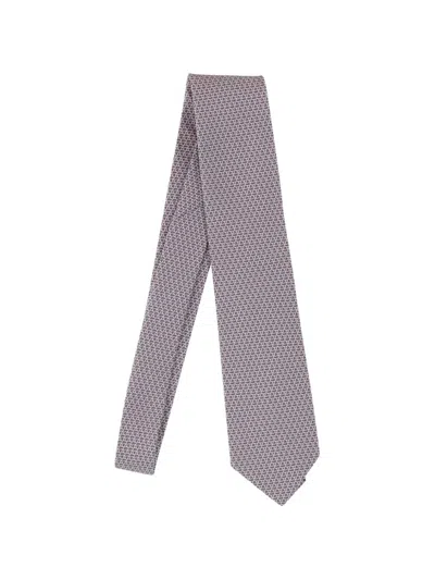 Ferragamo Silk Tie In Gray
