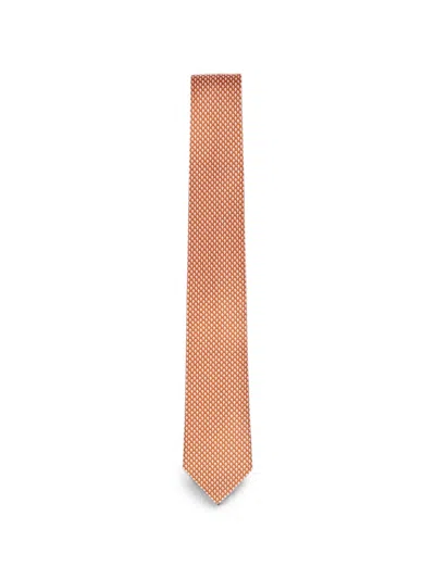 Ferragamo Silk Tie In Orange