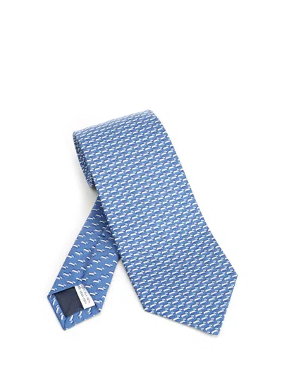 Ferragamo Silk Tie Scarves And Foulards Light Blue