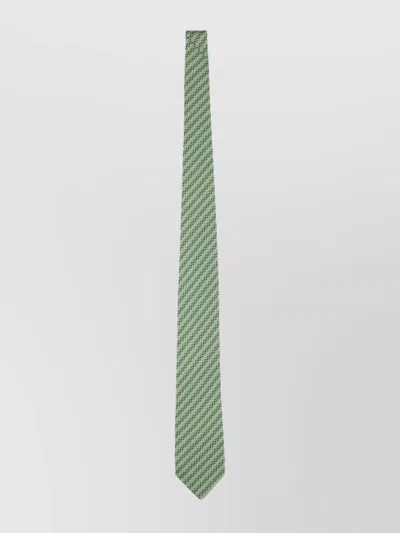Ferragamo Silk Tie Striped Patterned Design In Green