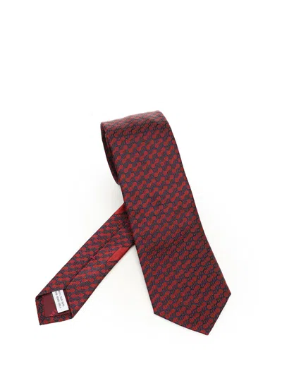 Ferragamo Silk Tie Ties And Bow Ties Multicolor In Red