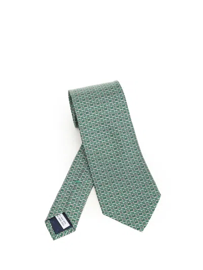 Ferragamo Silk Tie Ties And Bow Ties Orange In Green